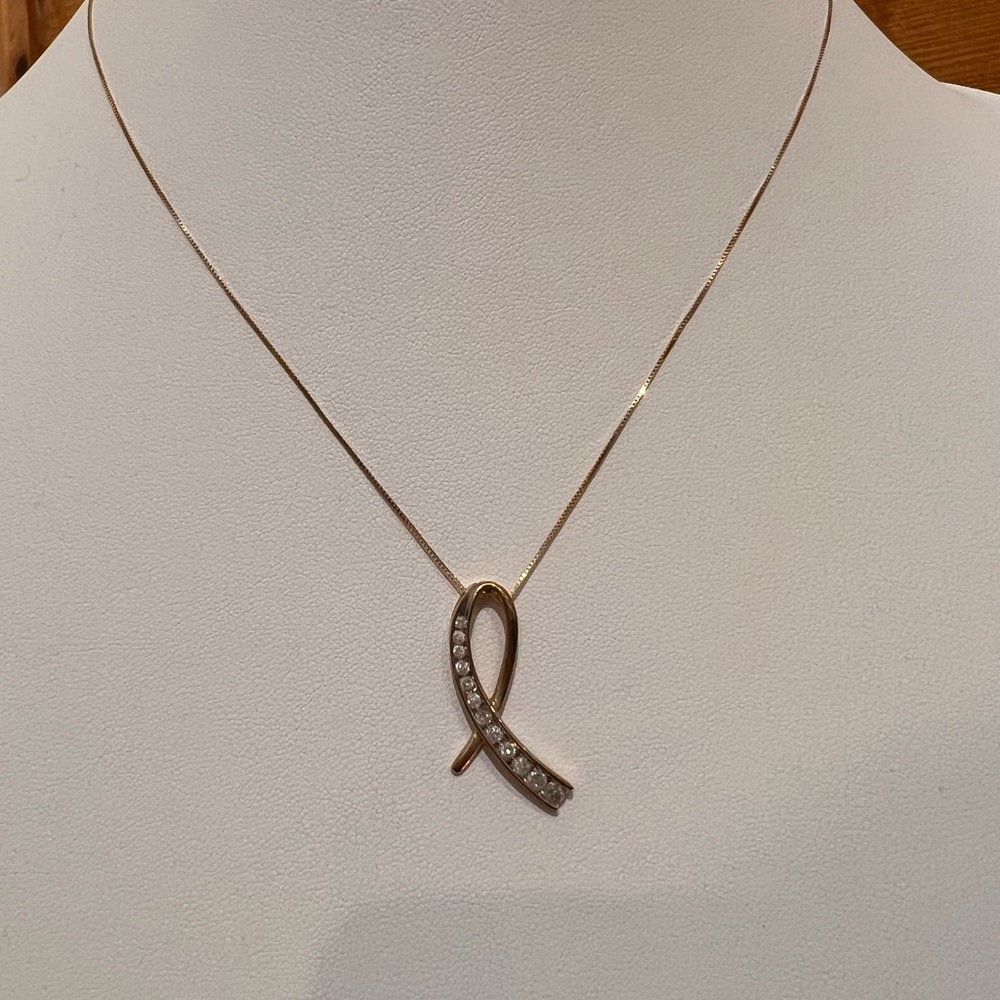 SOLD 4/11 10K Yellow Gold & Diamond Slider Pendant Necklace (appraised) - Picture 6 of 12